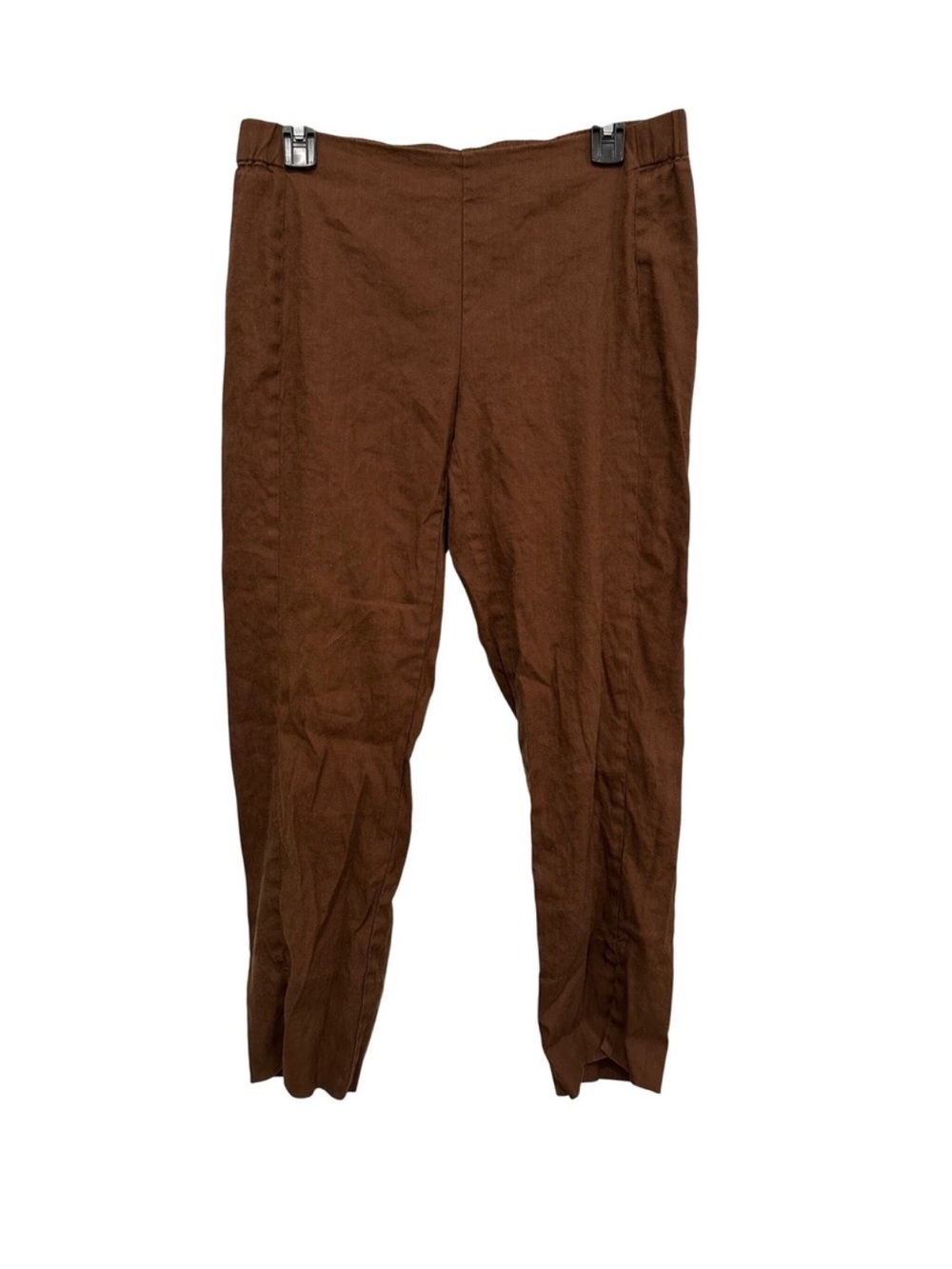 J. Jill Brown Linen Blend Pull On Tapered Pants M